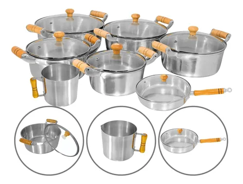 Conjunto De Panelas 7 Peças Alumínio Fundido Batido Grosso - R$ 332,4