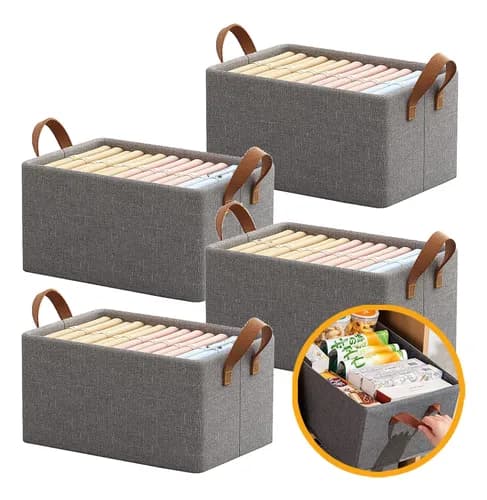 Kit 4 Cesto Caixa Organizadora Dobrável Guarda Roupa Grande - R$ 69,7