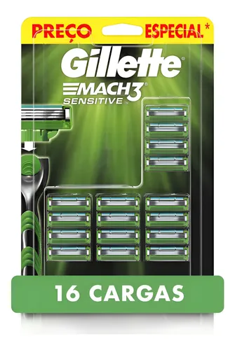 Carga Aparelho de Barbear Gillette Mach3 Sensitive com Aloe 16 Unidades - R$ 120,71